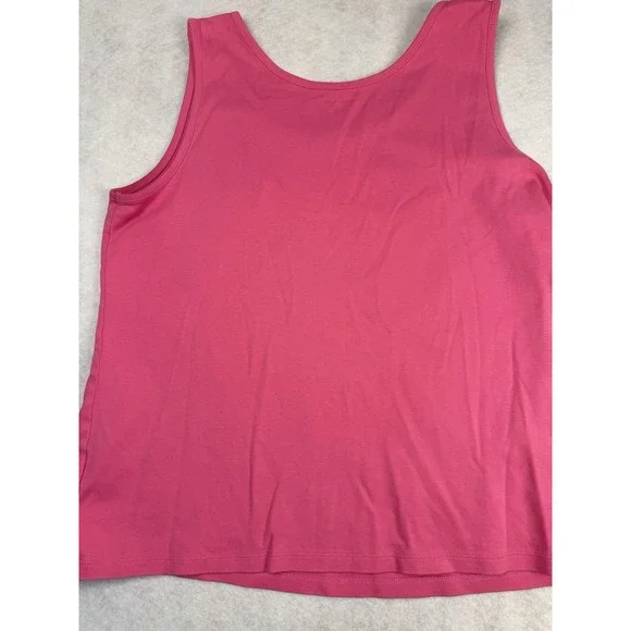 Lands‎ End Womens Tank Top Large Pink Sleeveless Scoop Neck Cotton Blend - Picture 6 of 6